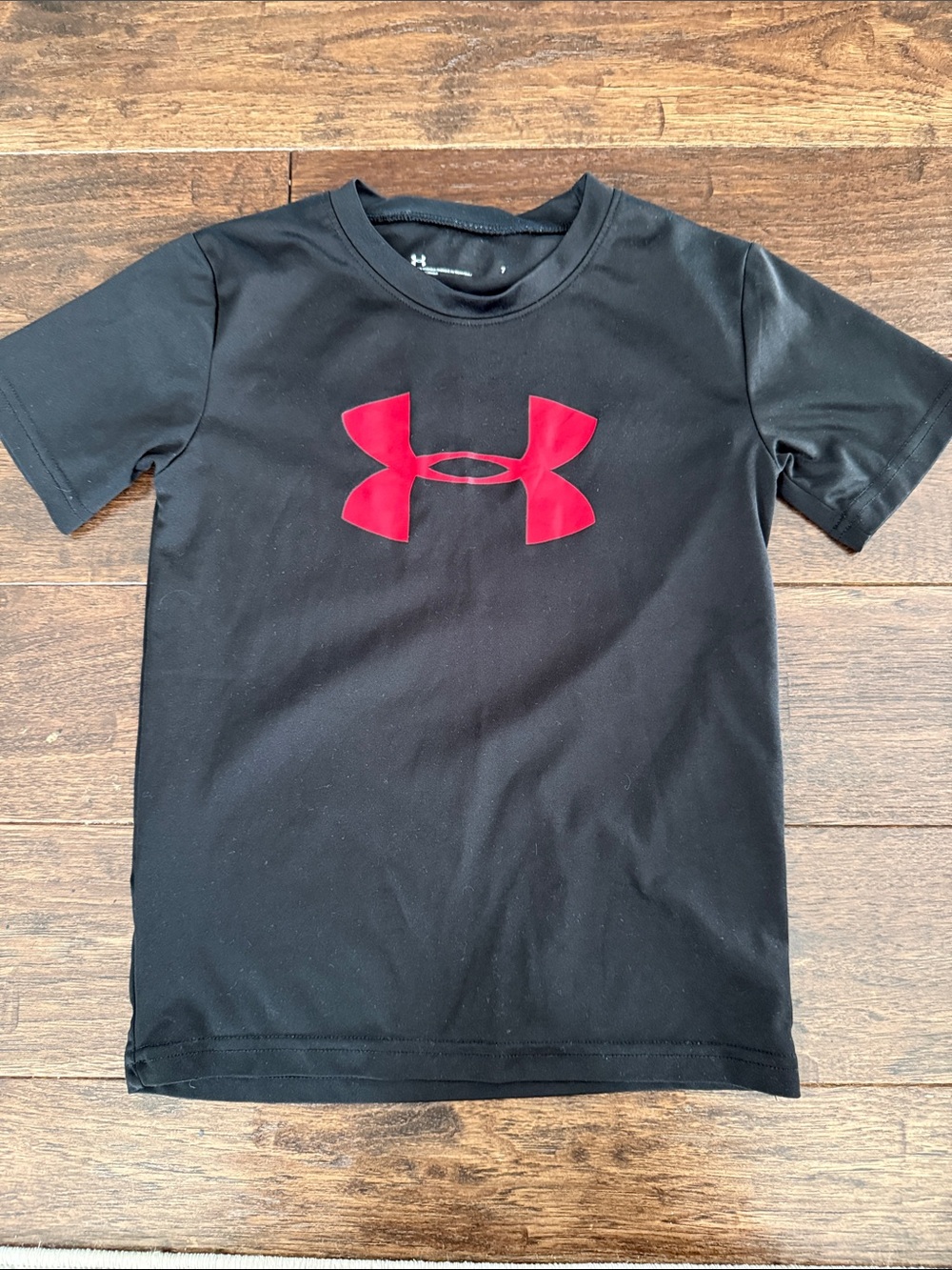 Under Armour Black Short Sleeve Tee with Red Logo - Kids